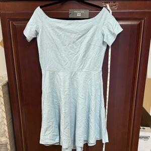Light Blue Off-Shoulder Dress cap sleeve women dress size Large casual outfit